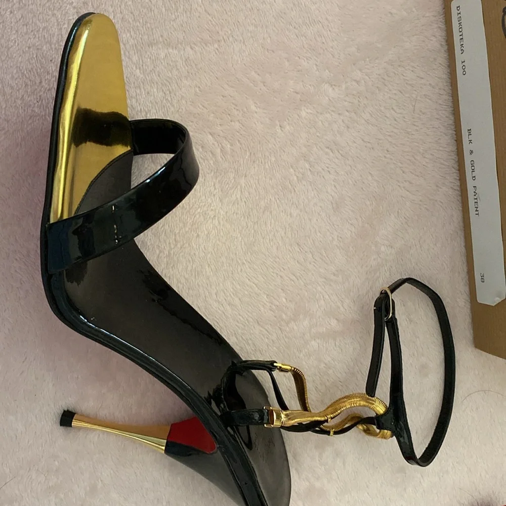 Christian Louboutin Black & Gold Patent Heels – Brand New - Picture 3 of 3